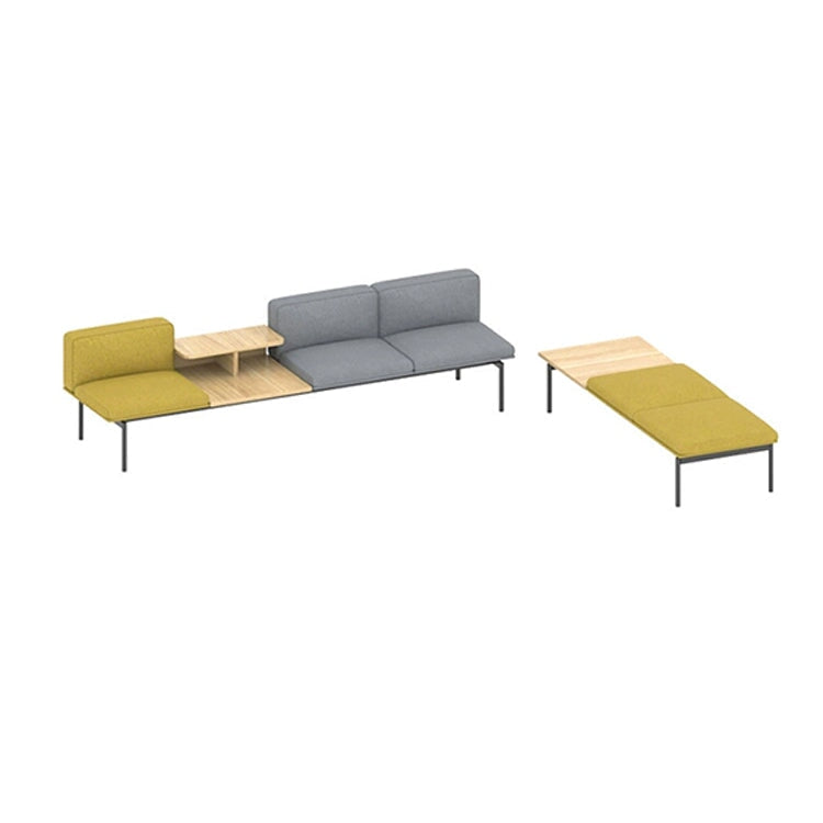 接待套裝，含沙發和茶几，滌綸面料，自由擺放，鋼架結構，聚氨酯泡沫填充，簡約設計，黃色，可定制，OS-A6