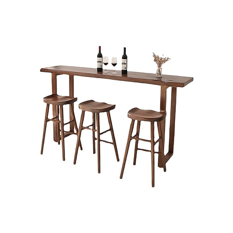 適用於商店和咖啡店的矩形木桌，木紋飾面，弧形座椅，簡約現代設計，自然飾面，可定制，BT-A1