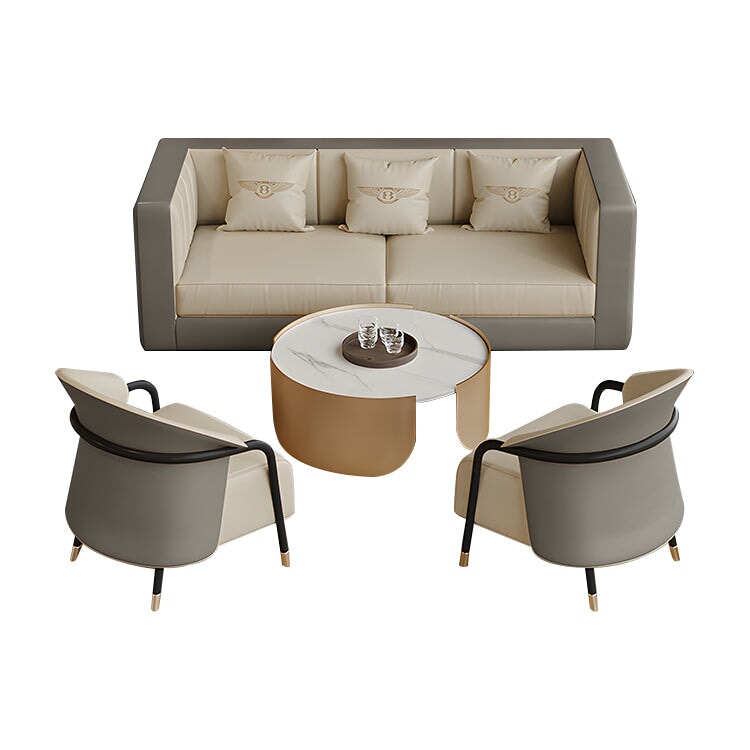 客廳接待沙發組合，接待套裝，聚氨酯材質，鋼材，時尚，優雅，休閒，灰色，可定制，OS-A17