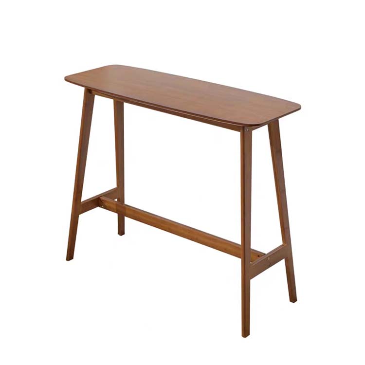 吧台桌、吧台、餐桌、木紋飾面、圓角、堅固的桌腳、連接桿、簡約現代設計、天然胡桃木飾面、BT-A11