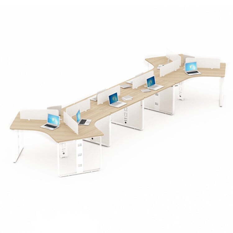 時尚大尺寸辦公桌，設計簡約現代，風格自然。適合多人使用。產品特色包括鋼製桌腳、方形桌腳、側邊滑輪、腳輪、圓形弧形桌面以及自然且可客製化的設計。 OD-A7