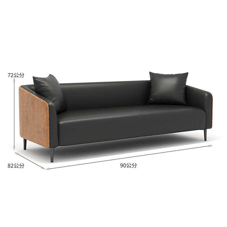 沙發、辦公沙發、接待沙發、人造皮革布料、天然木框架、高密度聚氨酯泡棉、鋼製椅腳、黑色、輕便、可客製化、OS-A10