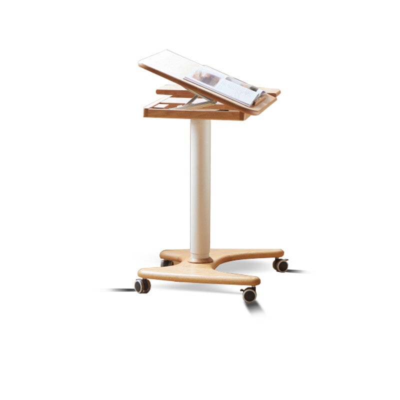 高度可調書桌，辦公桌，可調節高度，橡木，木紋，穩定，U型，帶擋塊的腳輪，可旋轉，角度調節，簡單，實用，易於使用，HAD-A5