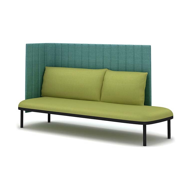 接待沙發、辦公沙發、板式沙發、布藝軟墊、板式結構、鋼製椅腳、高密度聚氨酯泡棉、簡約現代設計、藍色、可客製化、OS-A9