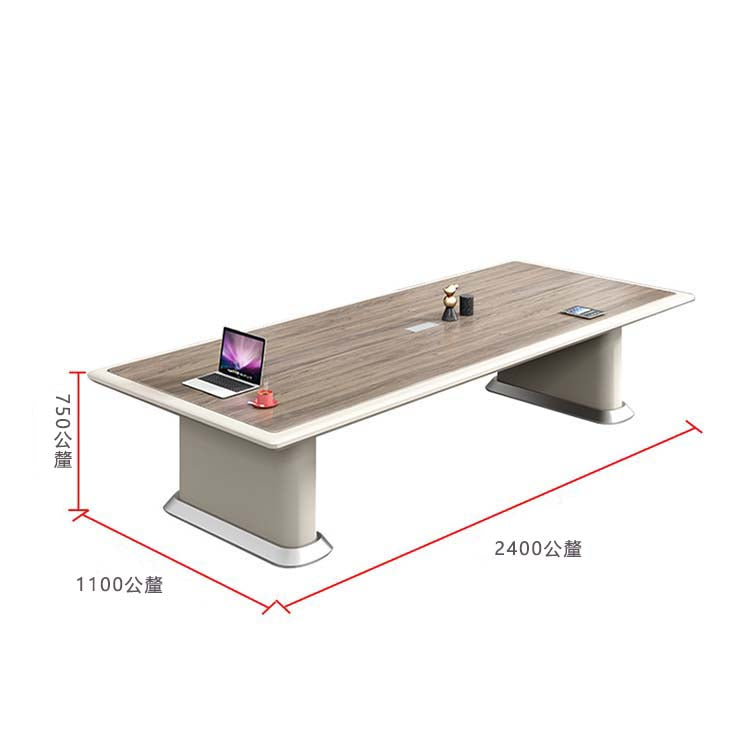 Conference table, office desk, rectangular table, meeting room table, wood grain two-tone design, with cable management holes, melamine laminate, luxurious natural color, customizable, MT-A36
