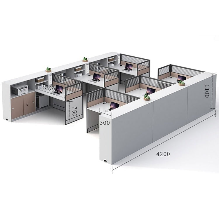 L型辦公桌，簡約設計，三聚氰胺貼面，無線充電器，桌面隔間，側櫃，簡約設計，白色，可客製化，OD-A1