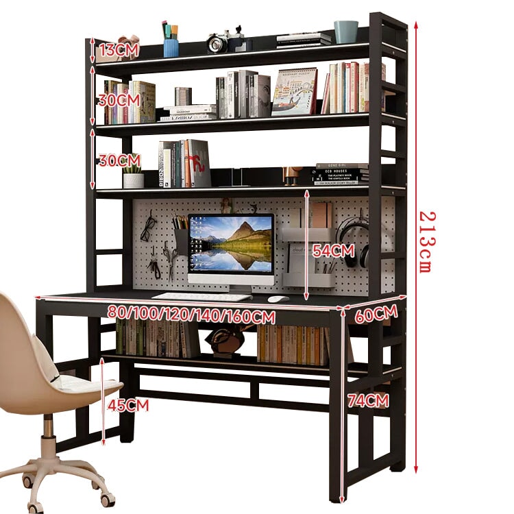 室內辦公桌、電腦桌、環保木結構、防水、耐熱、加固框架、穿孔板、多層儲物架、防滑、防滑、簡潔、實用、整潔、CD-A18