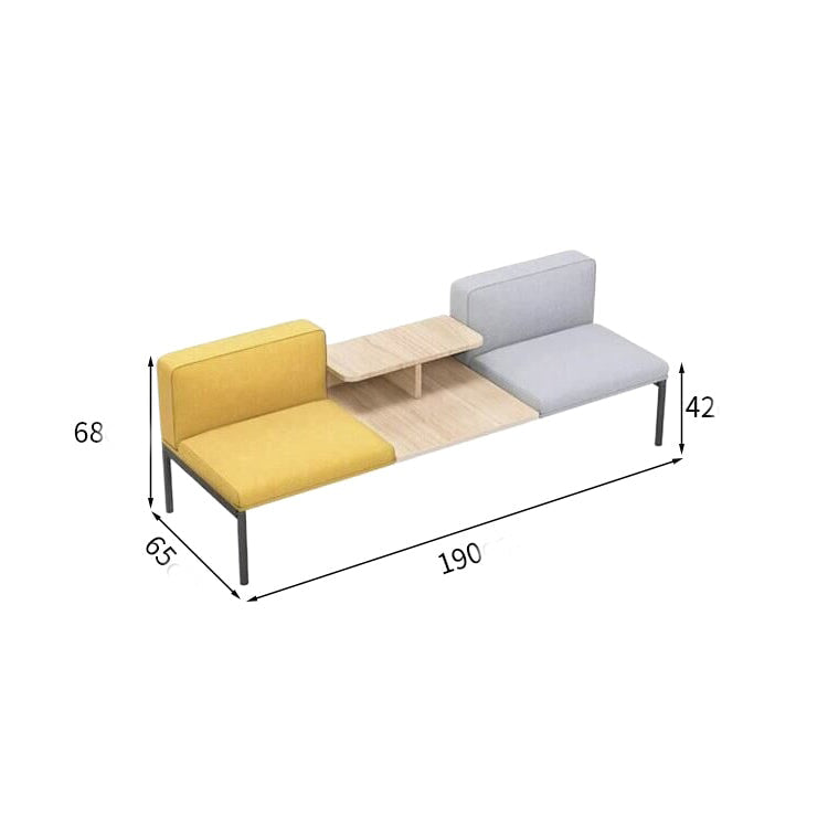 接待套裝，含沙發和茶几，滌綸面料，自由擺放，鋼架結構，聚氨酯泡沫填充，簡約設計，黃色，可定制，OS-A6