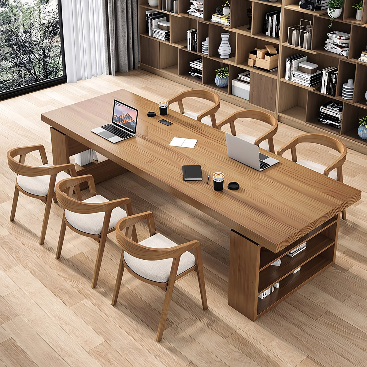 Conference table, negotiation table, workbench, long table, bench, side rack, multi-user, wood grain finish, customizable, MT-A34