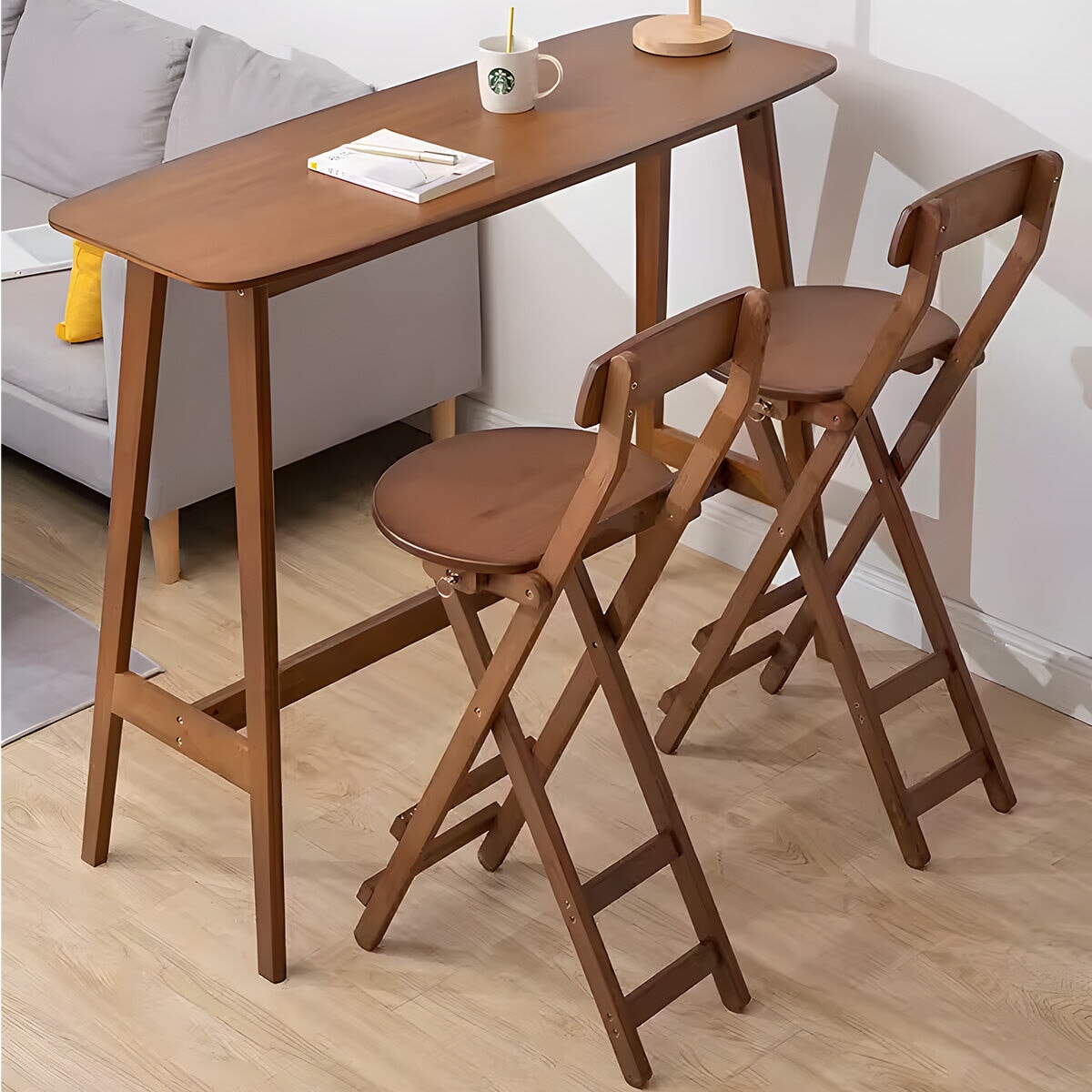 バーテーブル　バーカウンター　食卓テーブル　木目調　角丸　頑丈な脚　つなぎ貫　シンプルモダン　ナチュラル　ウォールナット　BT-A11