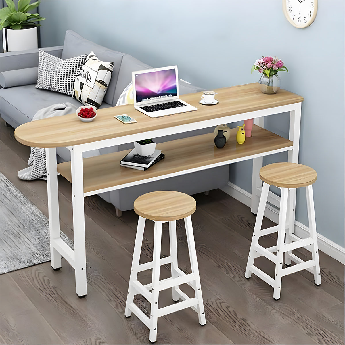 バーテーブル テーブル ハイテーブル 単層 二層角丸 高脚テーブル 壁付けテーブル　BT-A6