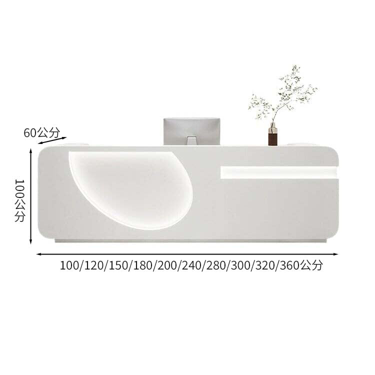 高層商店收銀機、帶鎖接待台、圓形飾面、電腦存儲、鍵盤和衛生間、白色、自然色、可定制、RD-A54