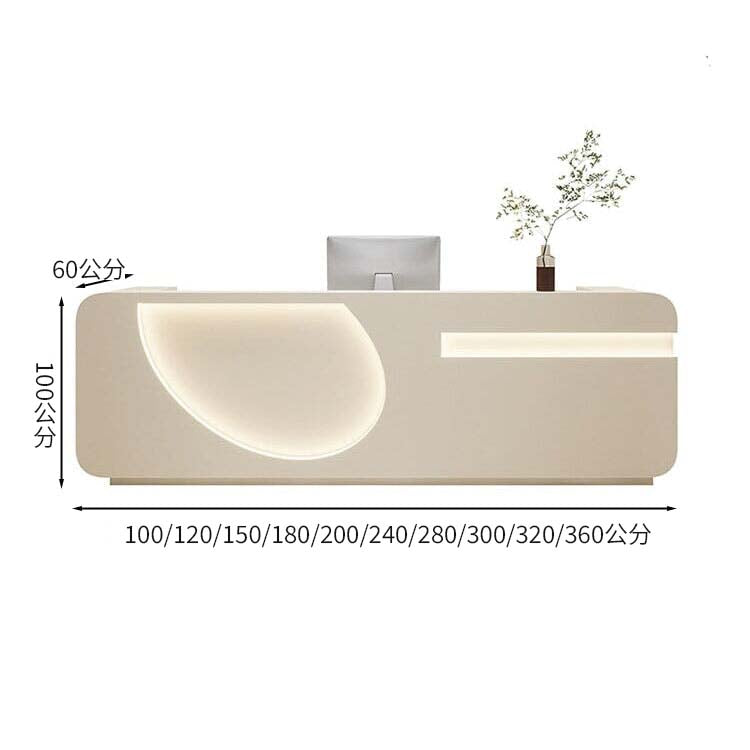 高層商店收銀機、帶鎖接待台、圓形飾面、電腦存儲、鍵盤和衛生間、白色、自然色、可定制、RD-A54