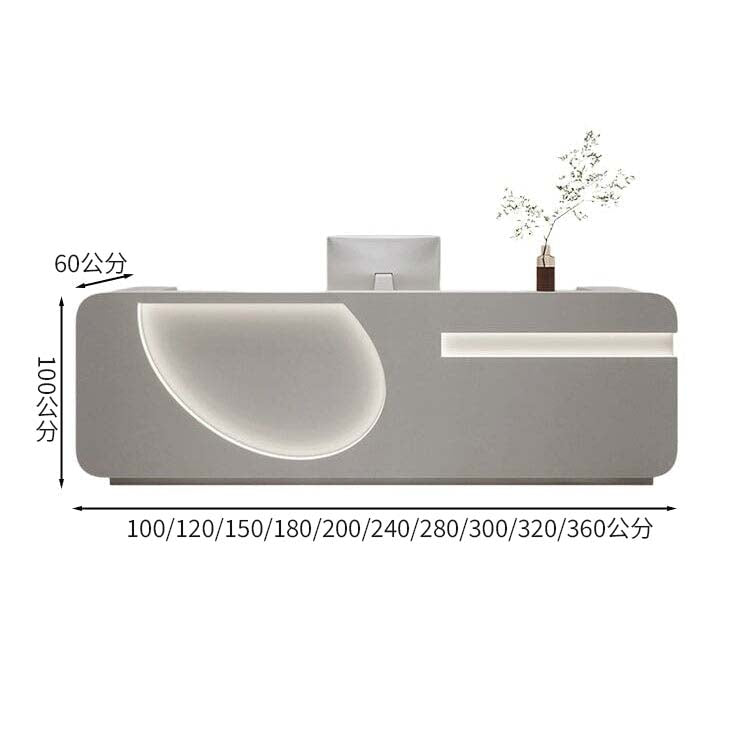 高層商店收銀機、帶鎖接待台、圓形飾面、電腦存儲、鍵盤和衛生間、白色、自然色、可定制、RD-A54