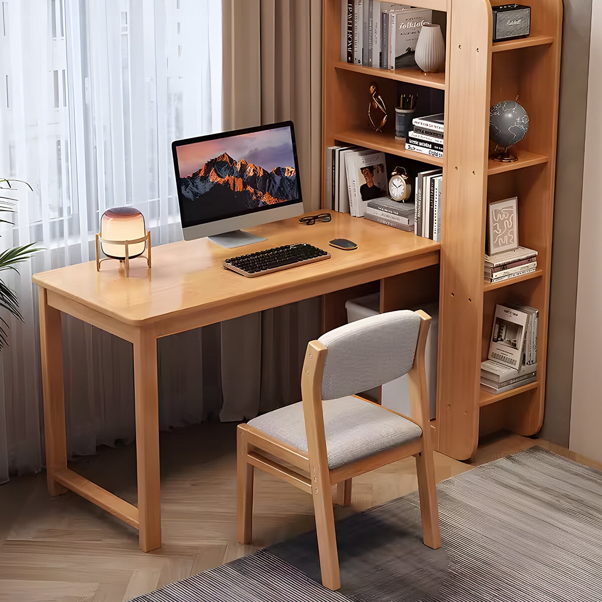 デスク　ユニットデスク　天然木製　ラバーウッド　サイドラック　分類収納　爽やかな印象　高耐荷重　高安定性　ロの字構造　R加工　ナチュラル　CD-A7