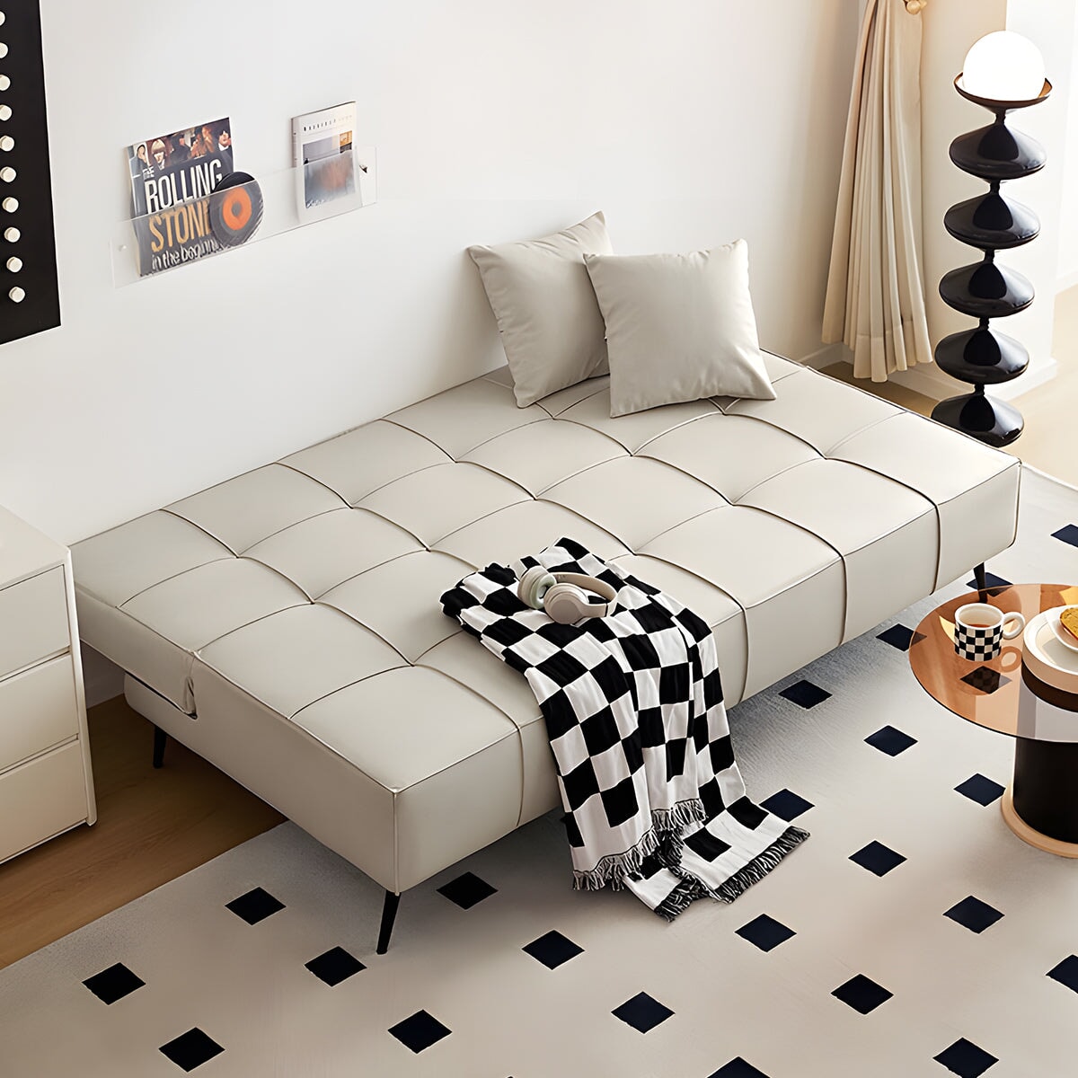 ソファベッド　ソファ　ウレタンフォーム　ポリエステル生地　省スペース　展開可能ゆとり　SF-A11