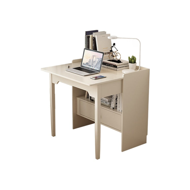 折疊式蝴蝶辦公桌，緊湊，節省空間，儲物空間，抽屜，踢腳板清理設計，天然木框架，抗扭曲，白色，CD-A6