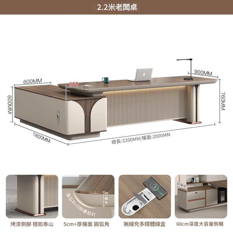 Office Desk, Boss Desk, Simple Modern Light Luxury High-End Desk and Chair Set, Lacquered Presidential Office Furniture, Executive Desk ED-A106