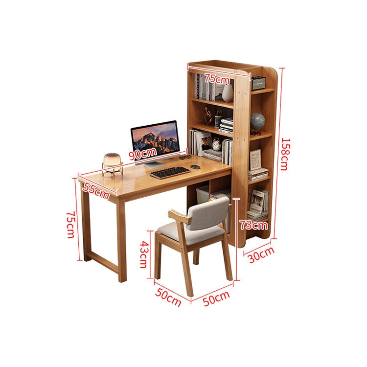 書桌、組合桌、天然木、橡膠木、側架、分類收納、清爽印象、高承重、高穩定性、方形結構、圓潤飾面、自然、CD-A7