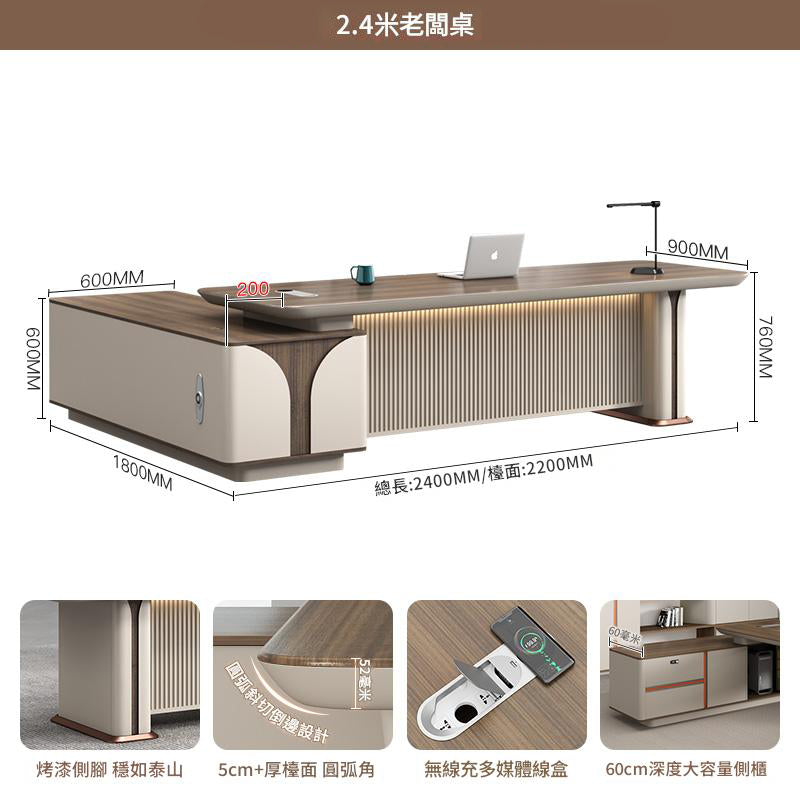 Office Desk, Boss Desk, Simple Modern Light Luxury High-End Desk and Chair Set, Lacquered Presidential Office Furniture, Executive Desk ED-A106