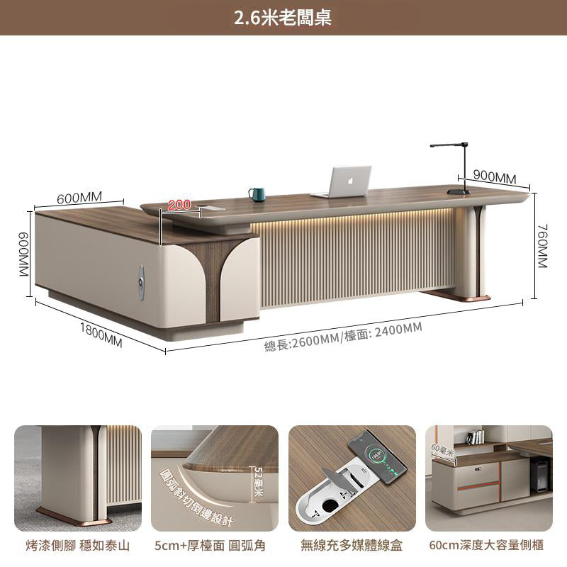 Office Desk, Boss Desk, Simple Modern Light Luxury High-End Desk and Chair Set, Lacquered Presidential Office Furniture, Executive Desk ED-A106