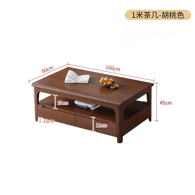 全實木茶几家用客廳長方形帶抽屜儲物桌小戶型中式現代簡約CJ-A03