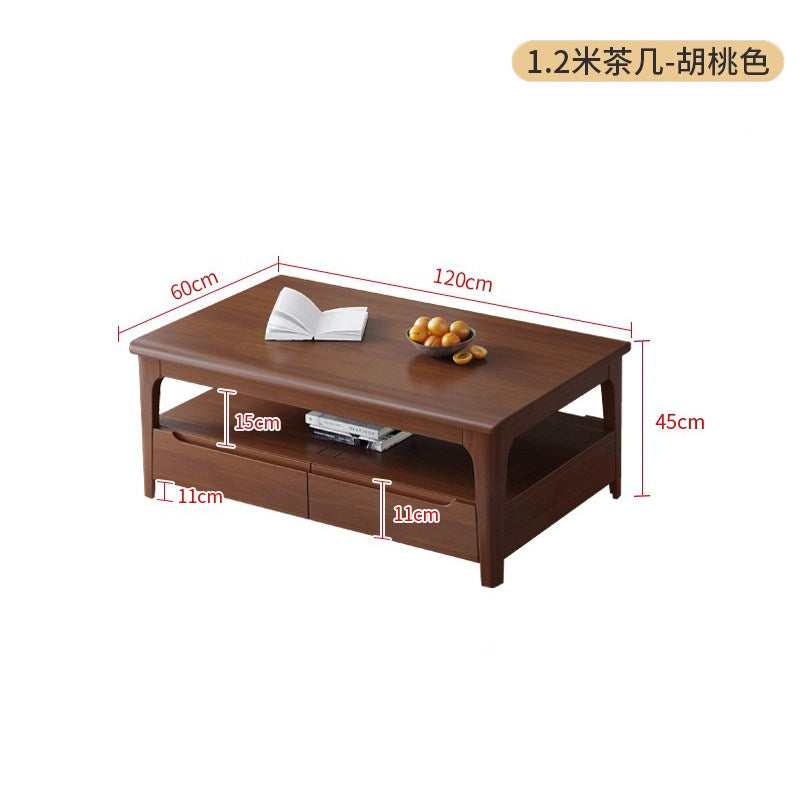 全實木茶几家用客廳長方形帶抽屜儲物桌小戶型中式現代簡約CJ-A03