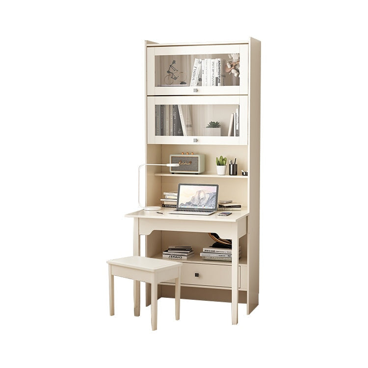 折疊式蝴蝶辦公桌，緊湊，節省空間，儲物空間，抽屜，踢腳板清理設計，天然木框架，抗扭曲，白色，CD-A6