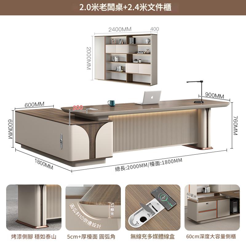 Office Desk, Boss Desk, Simple Modern Light Luxury High-End Desk and Chair Set, Lacquered Presidential Office Furniture, Executive Desk ED-A106