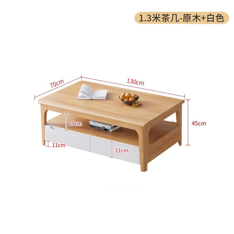 全實木茶几家用客廳長方形帶抽屜儲物桌小戶型中式現代簡約CJ-A03