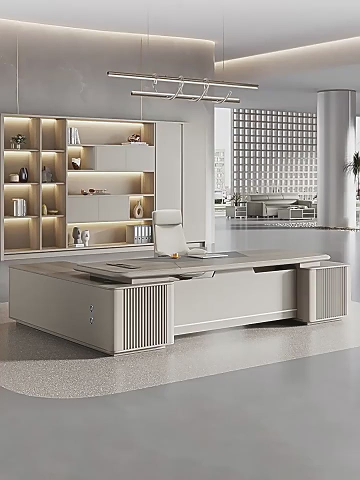 Executive Desk with Lacquer Finish, Minimalist Modern Light Luxury Presidential Desk, Manager Desk ED-A104